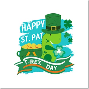 Happy St Pat Trex Day Dino St Patricks Day Posters and Art